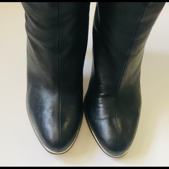 LUXURY REBEL BLACK LEATHER KNEE HIGH BOOTS  SZ 36 - Picture 3 of 7